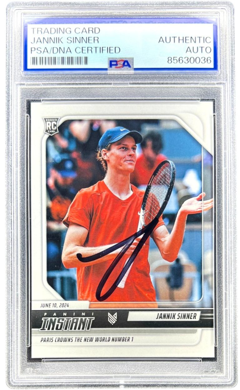 JANNIK SINNER SIGNED 2024 PANINI INSTANT ROOKIE CARD #JS-1 TENNIS RC PSA AUTO