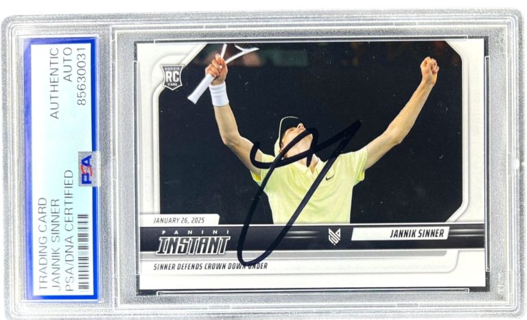 JANNIK SINNER SIGNED 2024 PANINI INSTANT ROOKIE CARD #JS-5 RC AUTO PSA/DNA