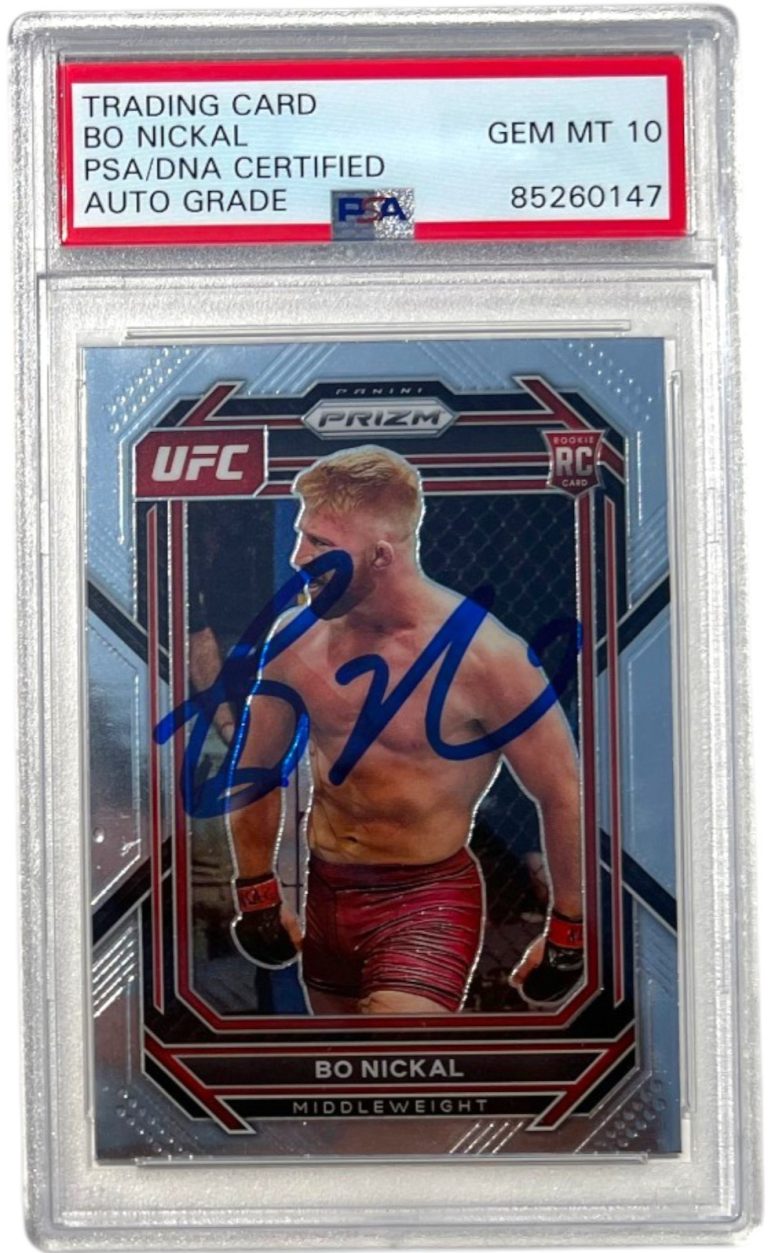 BO NICKAL SIGNED 2023 PANINI PRIZM UFC ROOKIE CARD #103 RC MMA PSA AUTO 10