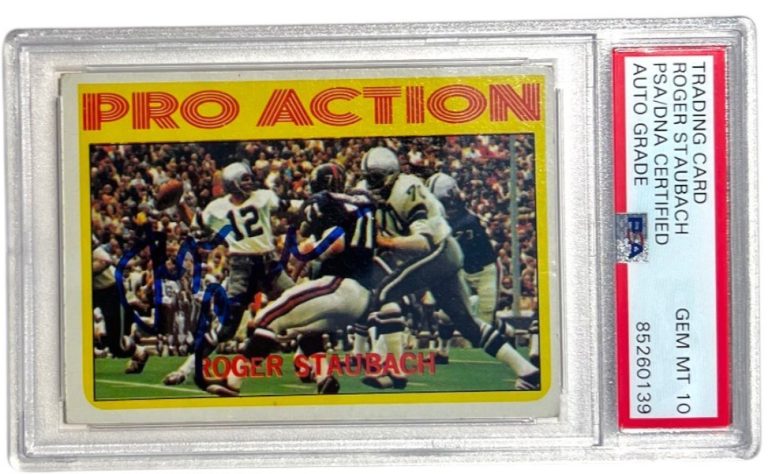 1972 Topps Roger Staubach Signed In Action Rookie RC HOF 85 PSA AUTO 10