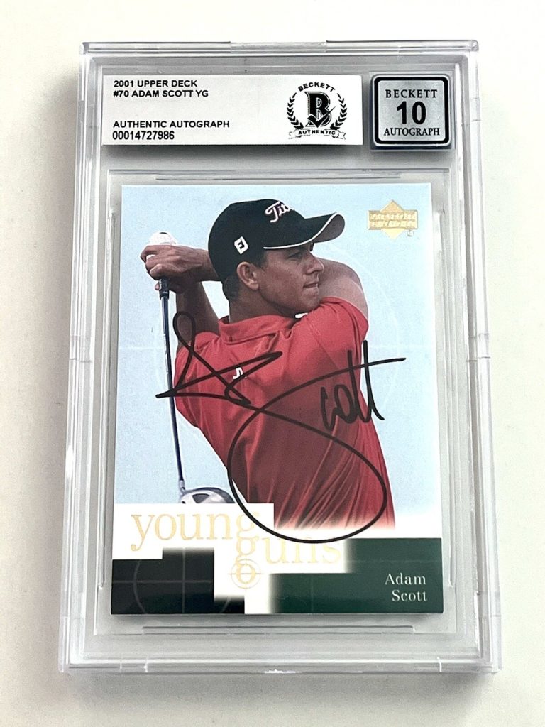 ADAM SCOTT HAND SIGNED UPPER DECK  ROOKIE CARD SLABBED PGA GOLF BAS BECKETT 10