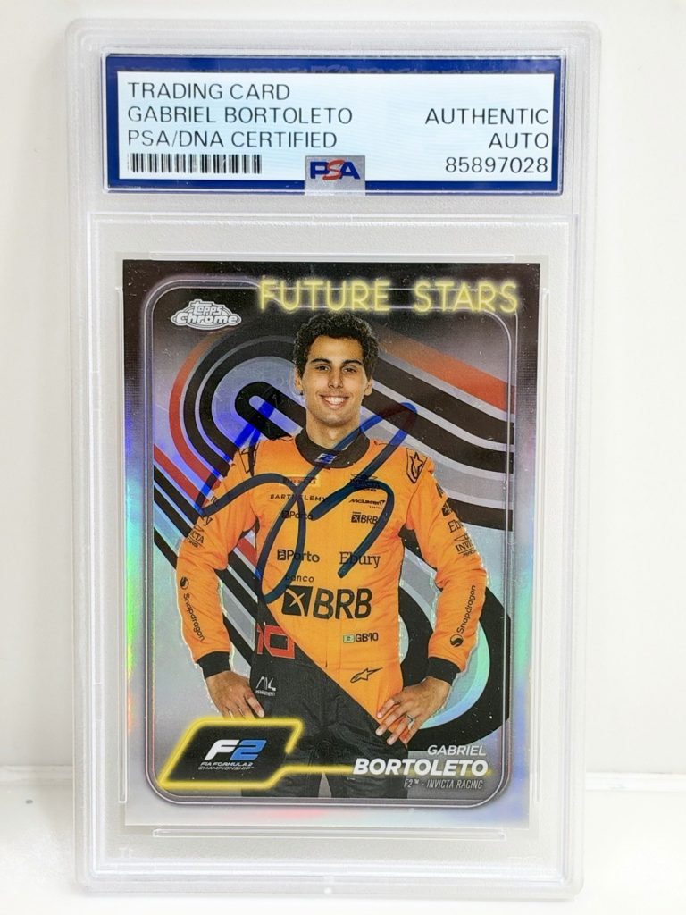 GABRIEL BORTOLETO SIGNED RC  TOPPS CHROME FORMULA 1 ROOKIE CARD PSA CERT #1