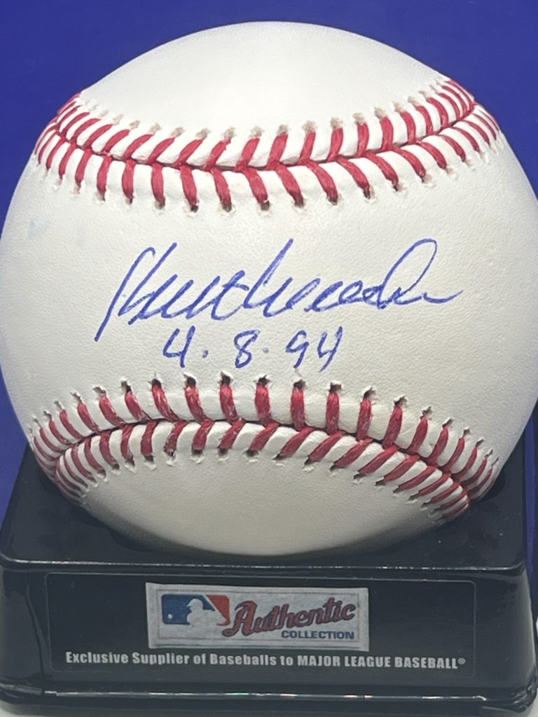 KENT MERCKER  ATLANTA BRAVES  NO-HITTER 4-8-94  BECKETT SIGNED OML BASEBALL