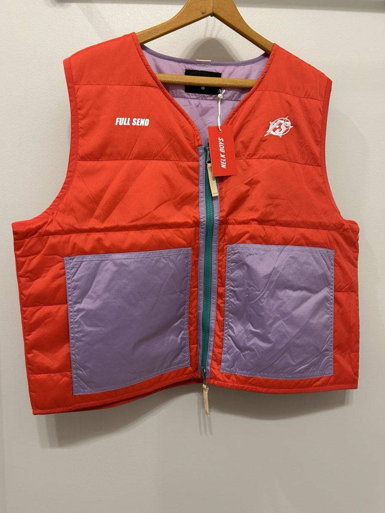 NELK BOYS VEST FULL SEND REVERSIBLE TECHNICAL POUCH POCKET COLOR BLOCK MENS Larg