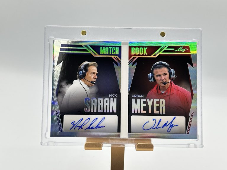 2023 Leaf history Match book Nick Saban Urban Meyer dual auto book 1/1 Alabama