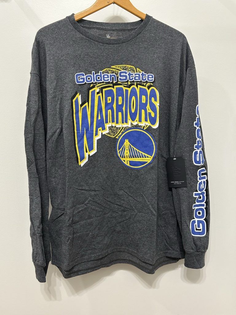 NWT Golden State Warriors Shirt NBA Junk Food Clothing Long Sleeve Men’s XL Grey
