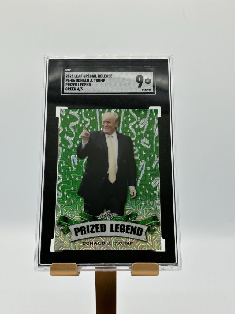Donald J. Trump 2023 Leaf Metal Special Release Prized Legend Green 4/5 SGC 9