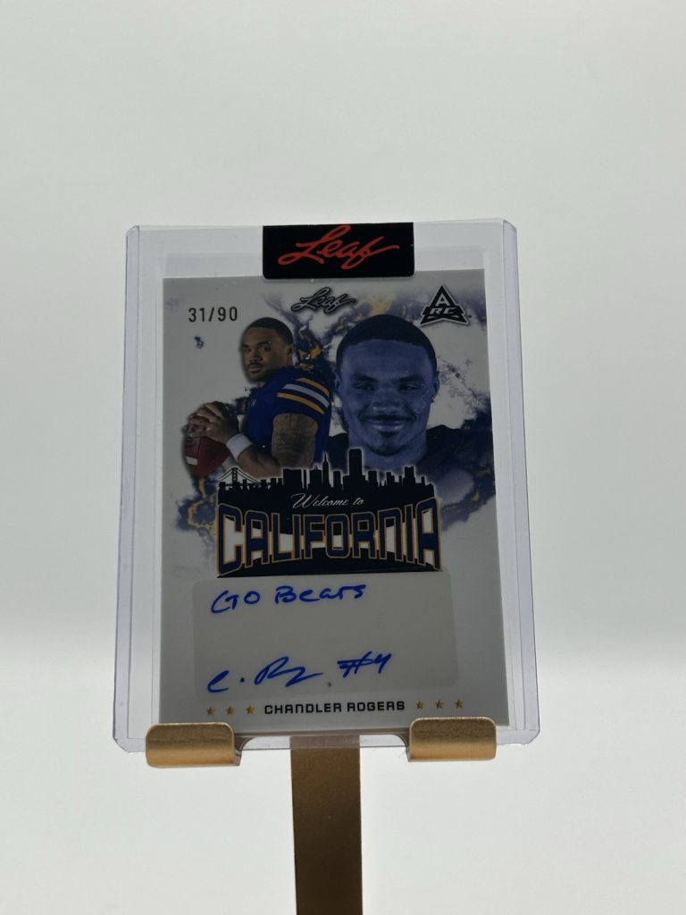 2023 Leaf Welcome to California CHANDLER ROGERS RC AUTO Go Bears inscription /90