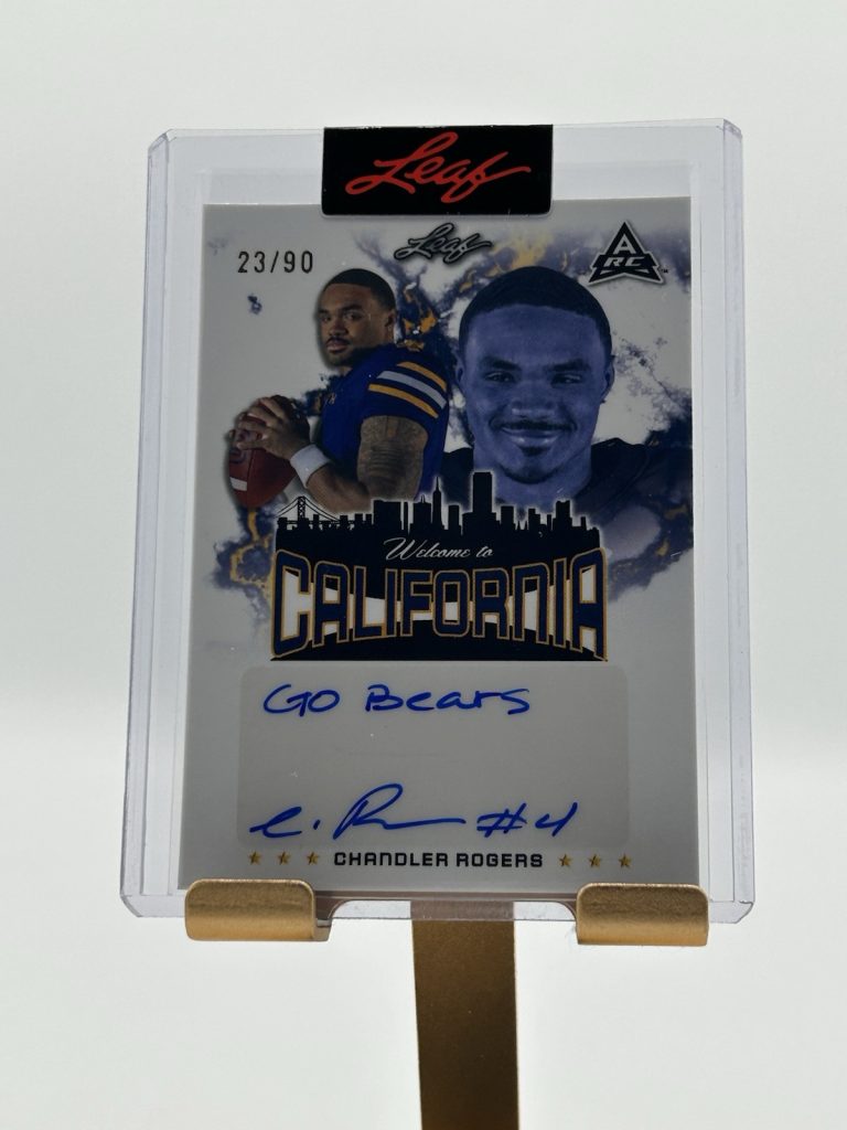 2023 Leaf Welcome to California CHANDLER ROGERS RC AUTO Go Bears inscription /90