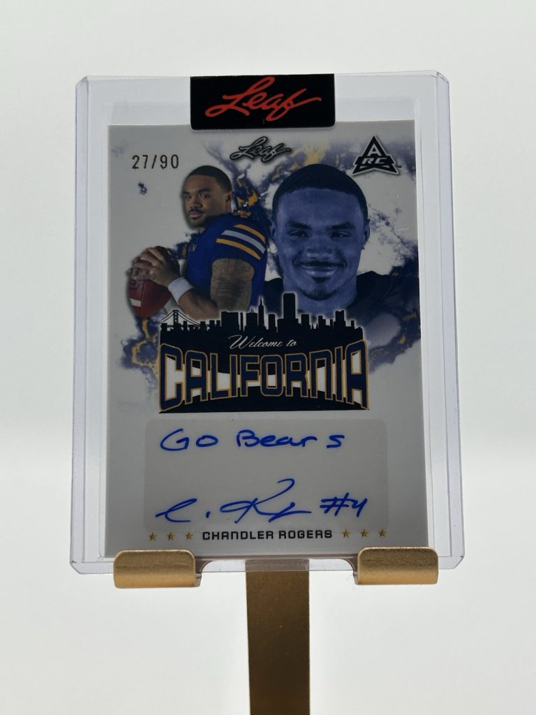 2023 Leaf Welcome to California CHANDLER ROGERS RC AUTO Go Bears inscription /90