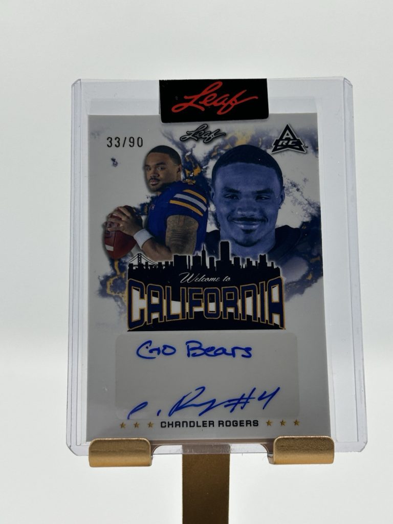 2023 Leaf Welcome to California CHANDLER ROGERS RC AUTO Go Bears inscription /90
