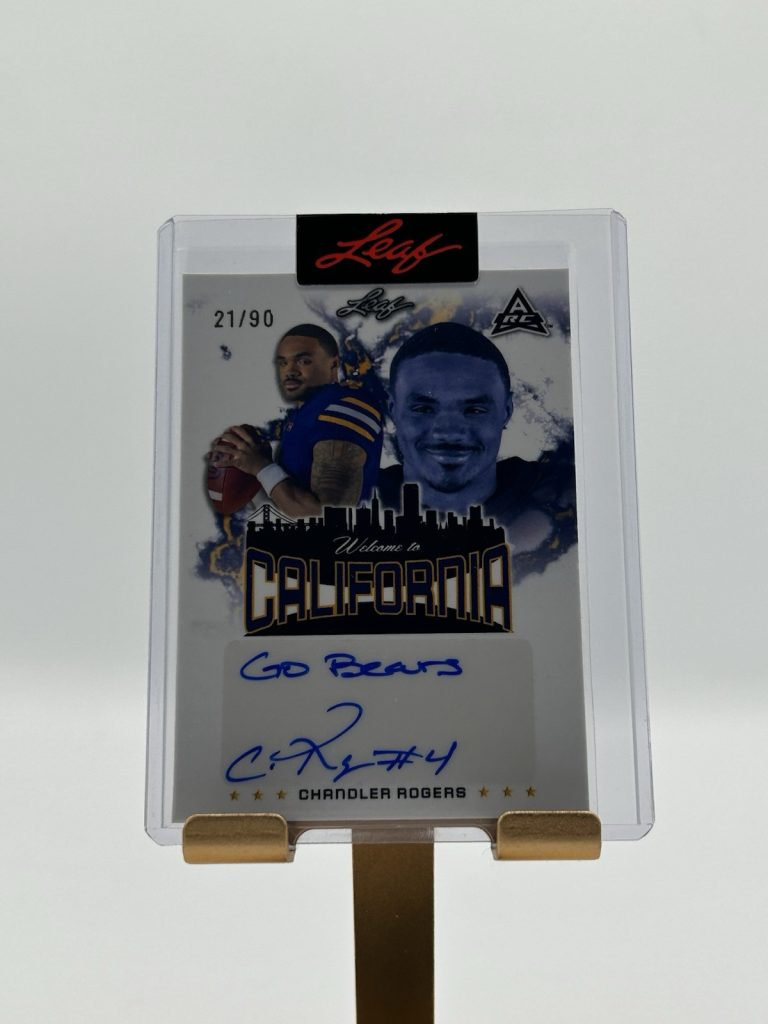 2023 Leaf Welcome to California CHANDLER ROGERS RC AUTO Go Bears inscription /90