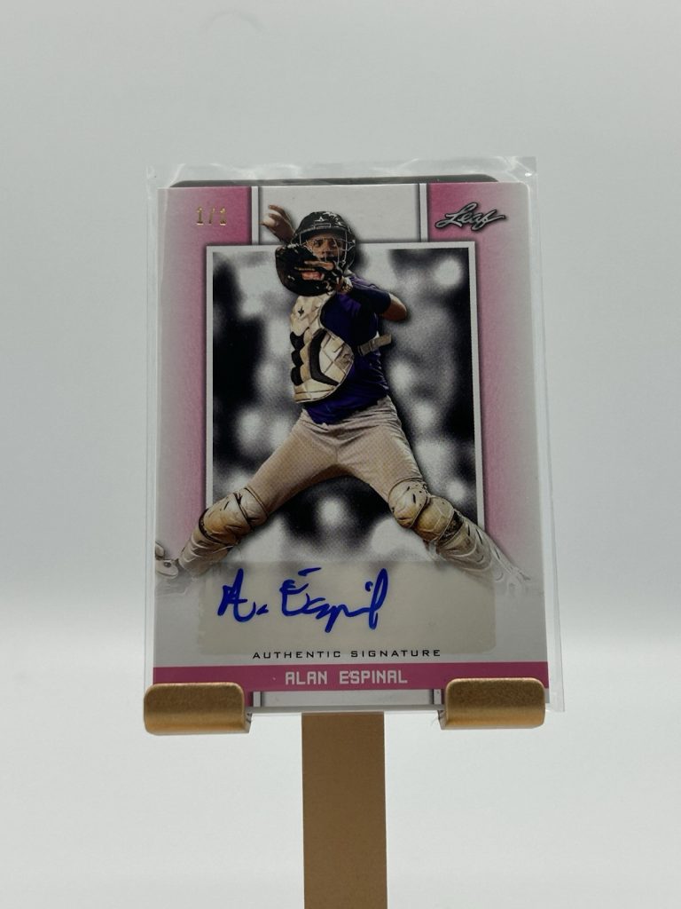 2019 Leaf Perfect Game Alan Espinal Pink Blank Back Auto #1/1 Vanderbilt