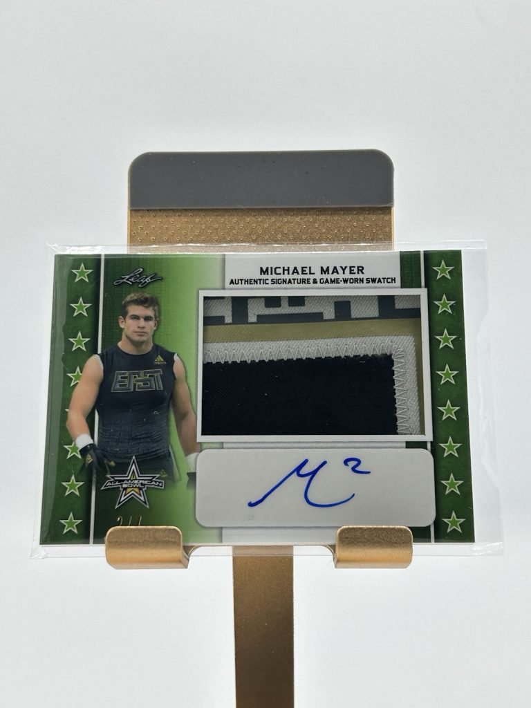 MICHAEL MAYER 2020 Leaf Metal All-American Bowl Patch Autograph 2/7 Notre Dame