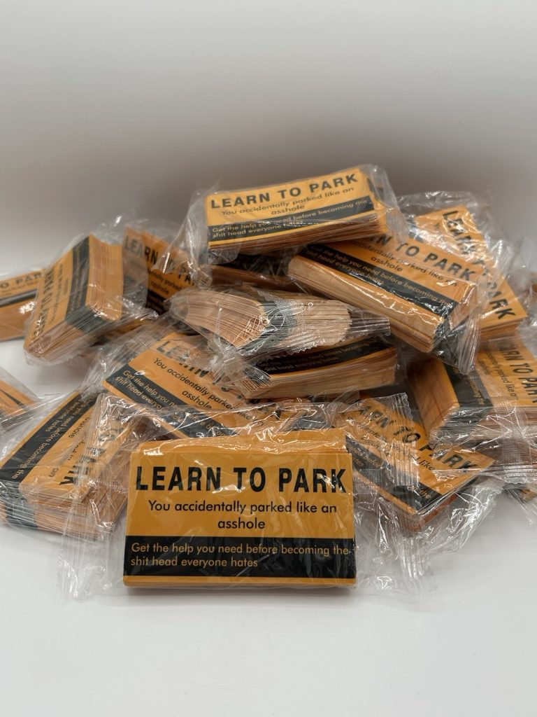 25 Packs Of LEARN TO PARK Bad Parking Cards Fake Ticket Prank Joke