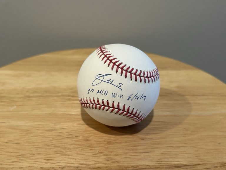 Francis Martes Signed Autographed Official ML Baseball 1st MLB Win TRISTAR COA