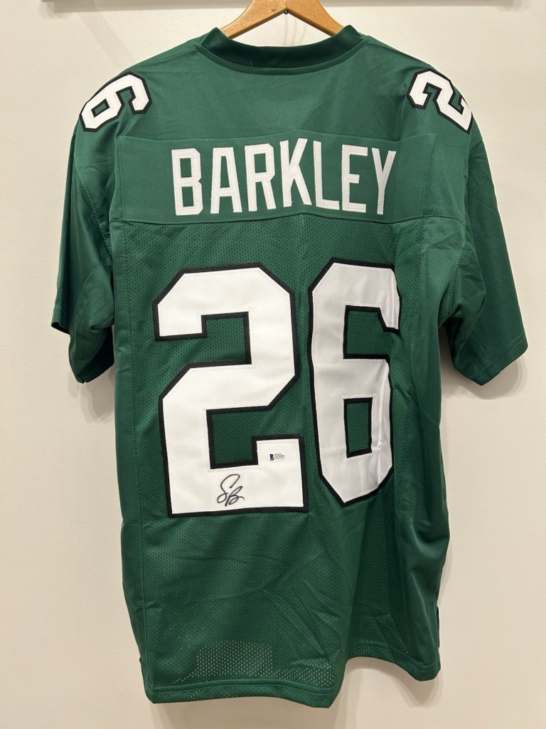 Autographed/Signed Saquon Barkley Philadelphia Kelly Green Jersey JSA COA