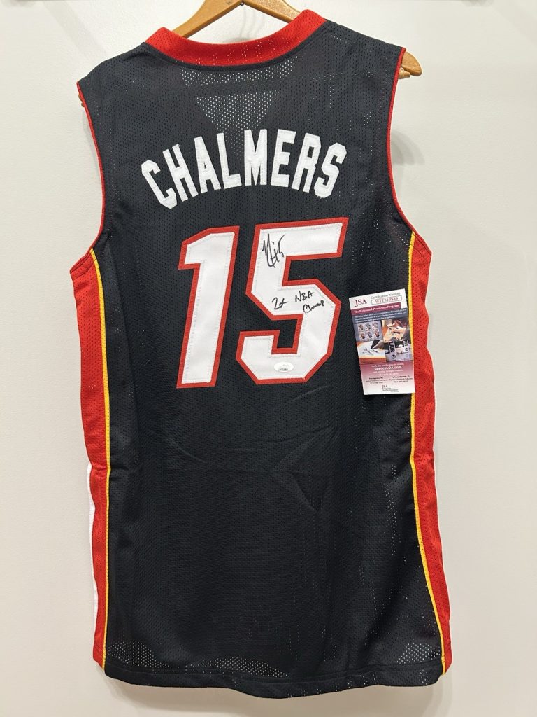 Mario Chalmers signed Miami Black Custom Pro Style Jersey w/ 2X NBA Champ - JSA