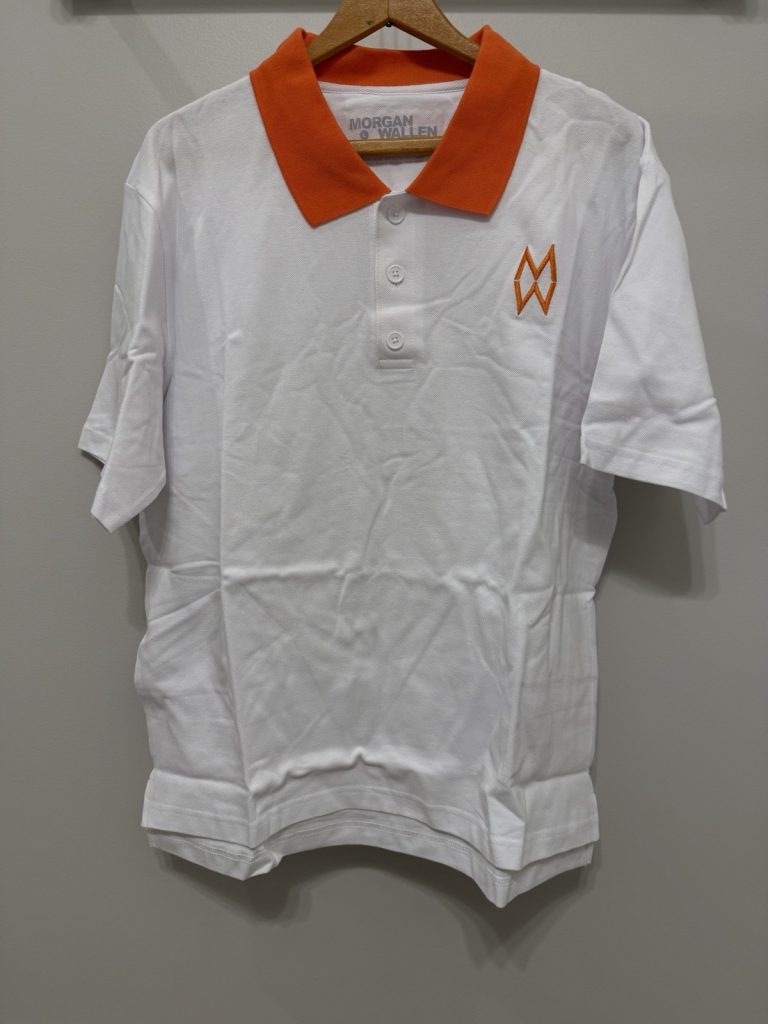 Authentic New I MORGAN WALLEN Golf Polo Shirt White & Orange Men’s Size Large