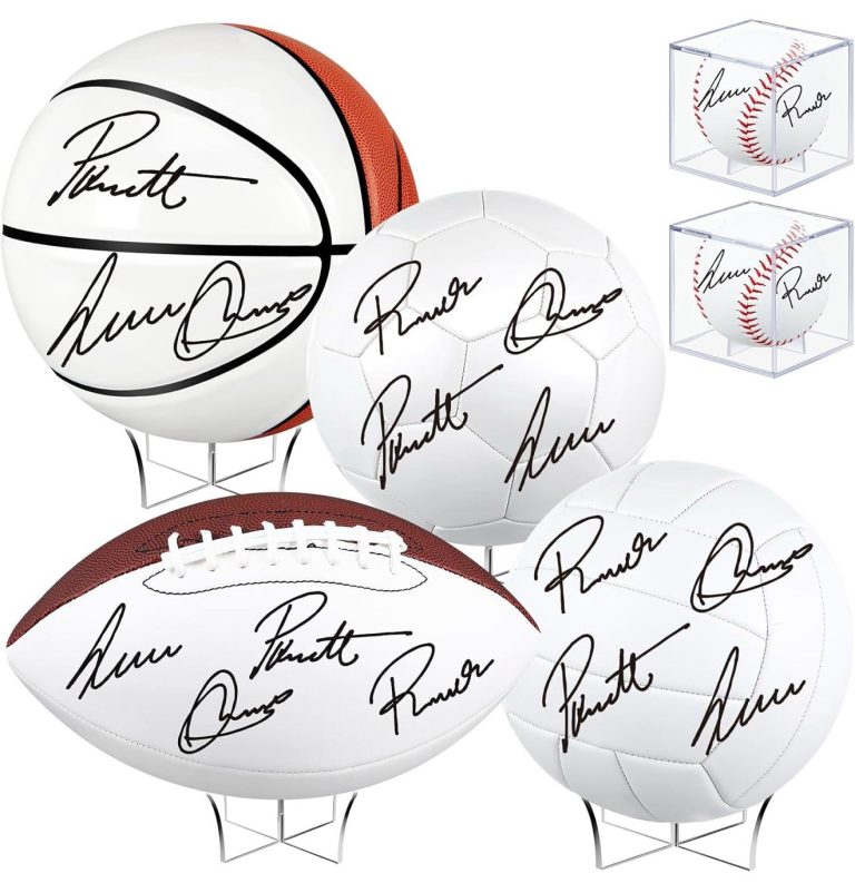Libima 6 Pcs Autograph Sports Ball Set with Stand Blank Signature Football