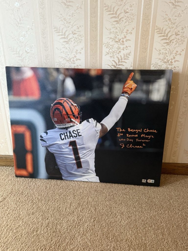 Ja'Marr Chase Cincinnati Bengals Autographed Canvas W/ Inscription - Beckett COA