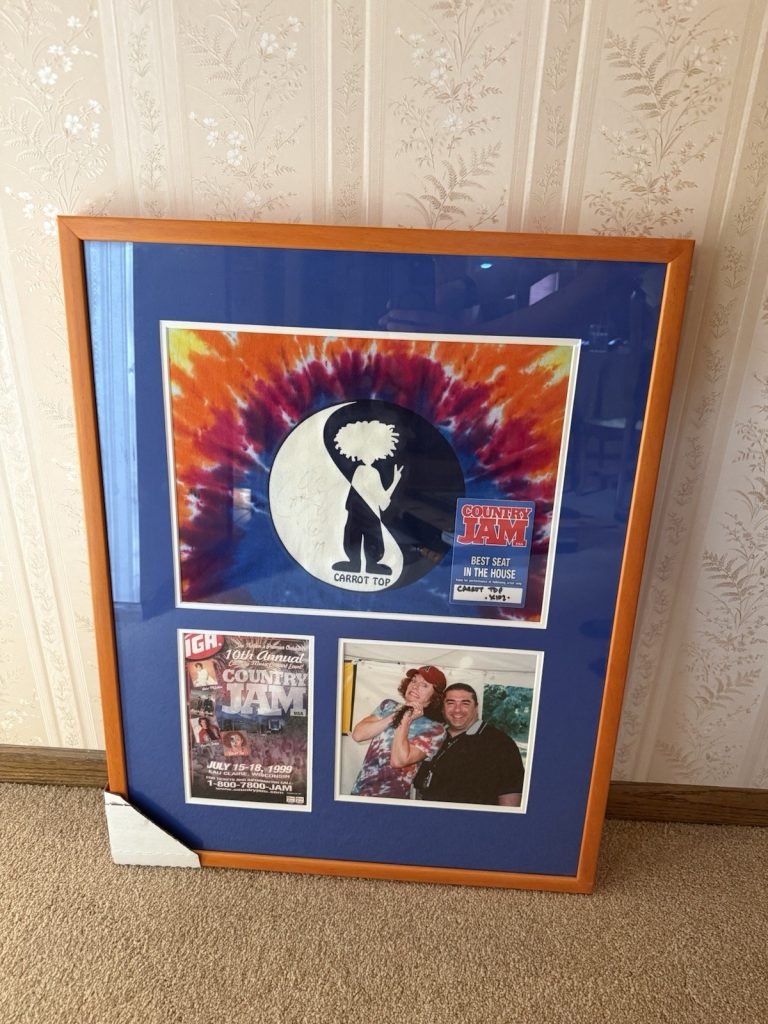 CARROT TOP Signed Worn Shirt 1999 Country Jam VIP EXCLUSIVE Framed