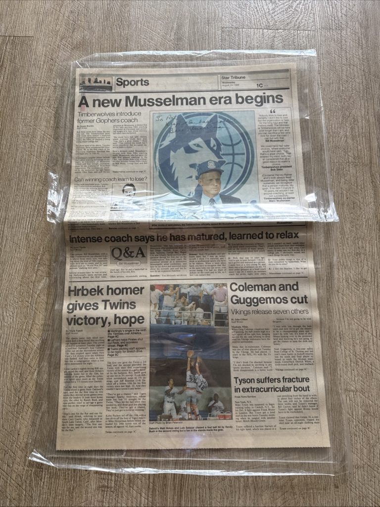Bill Musselman Signed Autograph Star Tribune Newspaper A New Era NBA Basketball