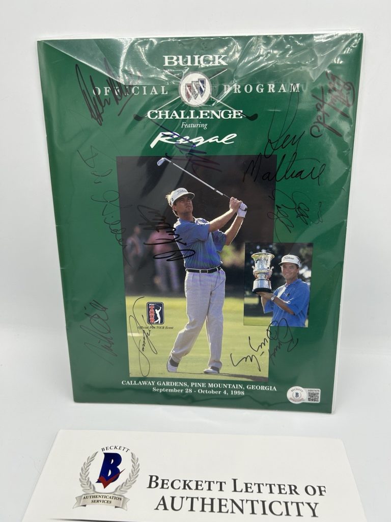 PGA TOUR Signed 1998 BUICK CHALLENGE Magazine Gilder Mattiace Reid Beckett COA