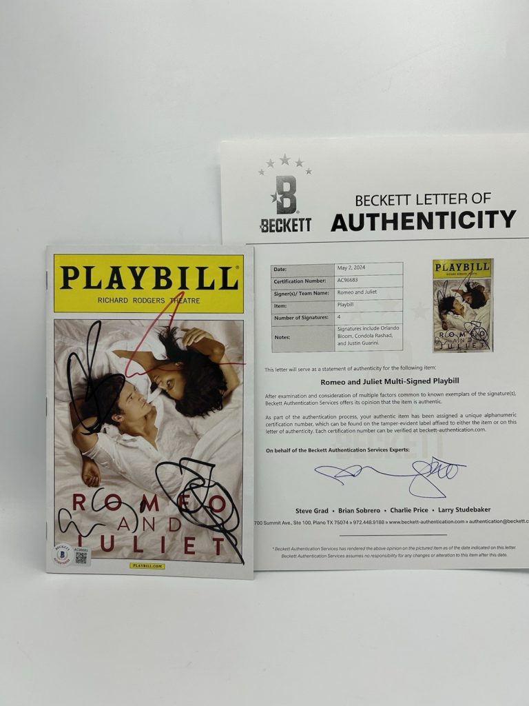 ROMEO AND JULIET Playbill signed by ORLANDO BLOOM+CONDOLA RASHAD+JUSTIN GUARINI