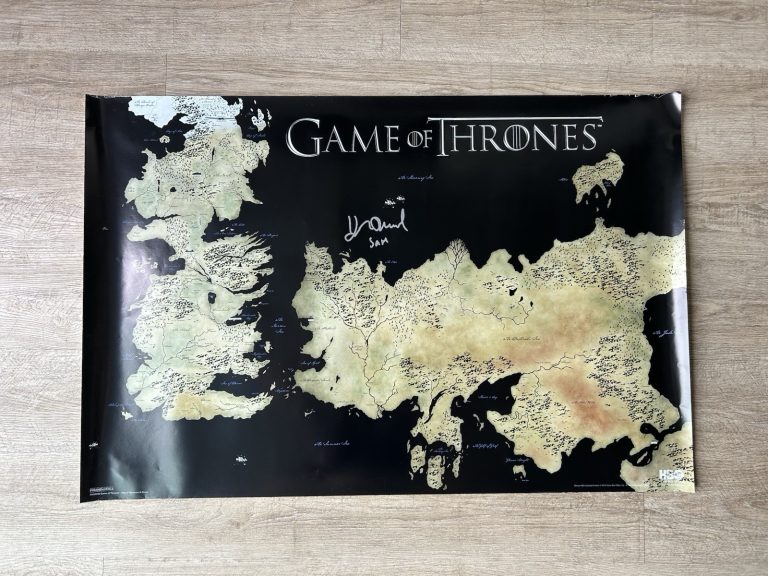 John Bradley Signed Game of Thrones Westeros Map Poster - Sam Inscription