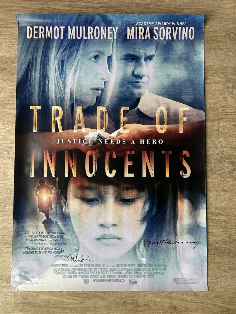 Dermot Mulroney & Mira Sorvino Autographed Poster Beckett COA Trade Of Innocent