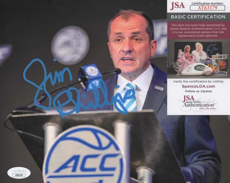 Jim Phillips Signed 8x10 Photo w/ JSA COA #AT63179 ACC Conference Commissioner