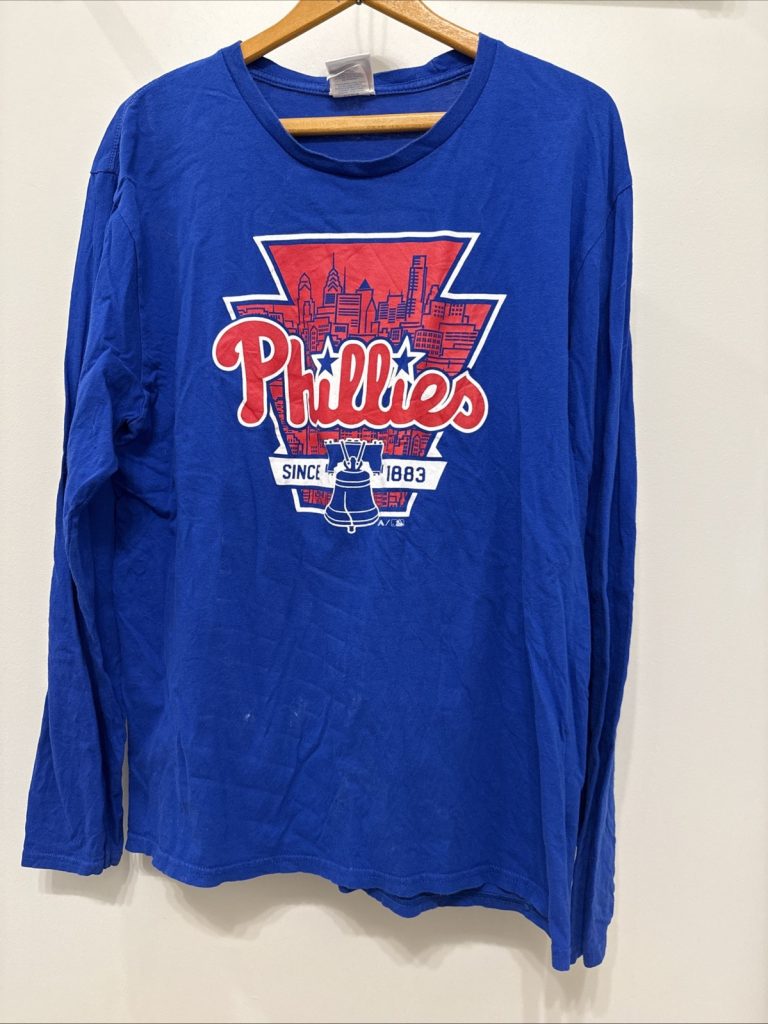 Majestic Philadelphia Phillies Men's L Blue Long Sleeve MLB Baseball Shirt