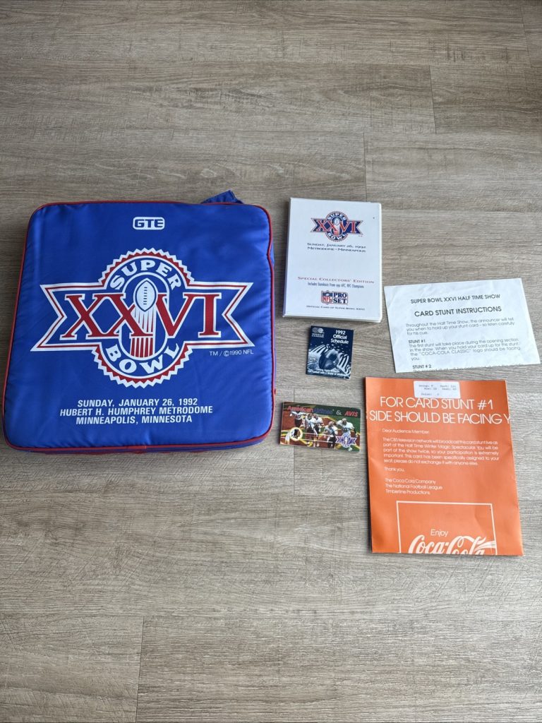 1992 Super Bowl XXVI Seat Cushion Redskins vs Bills NFL Washington Buffalo