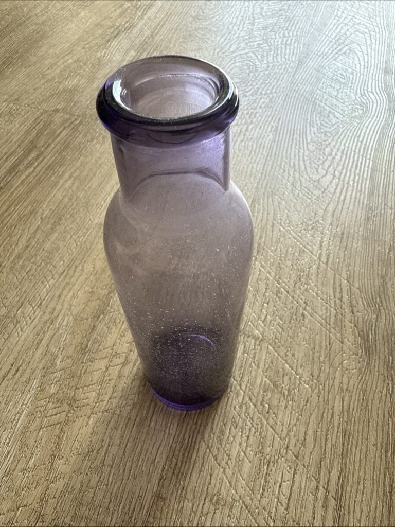 Vintage Purple Glass Bottle Vase – Decorative Retro Home Decor