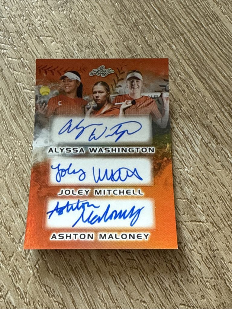 2024 Leaf Texas Softball Triple Auto /10 Washington/Mitchell/Maloney