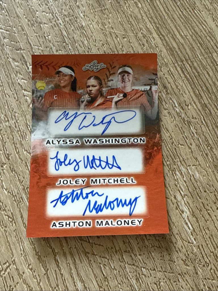 2024 Leaf Texas Softball Triple Auto /10 Washington/Mitchell/Maloney