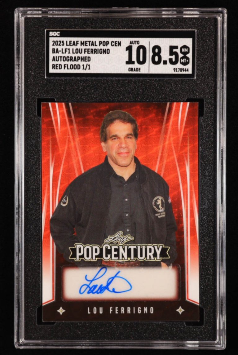 Lou Ferrigno 2025 Leaf Pop Century Red Flood 1/1 SGC 8.5 Auto 10 #BALF1