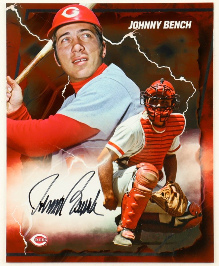 FANATICS EMANATE JOHNNY BENCH AUTOGRAPHED SIGNED 8X10 PHOTO RED 3/5 REDS HOF