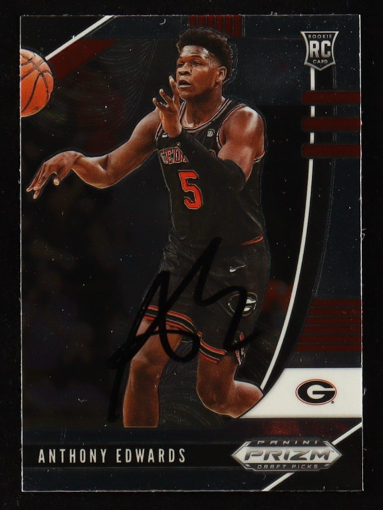 2020 Panini Prizm Draft Picks Anthony Edwards Rookie Card / On-card Auto JSA
