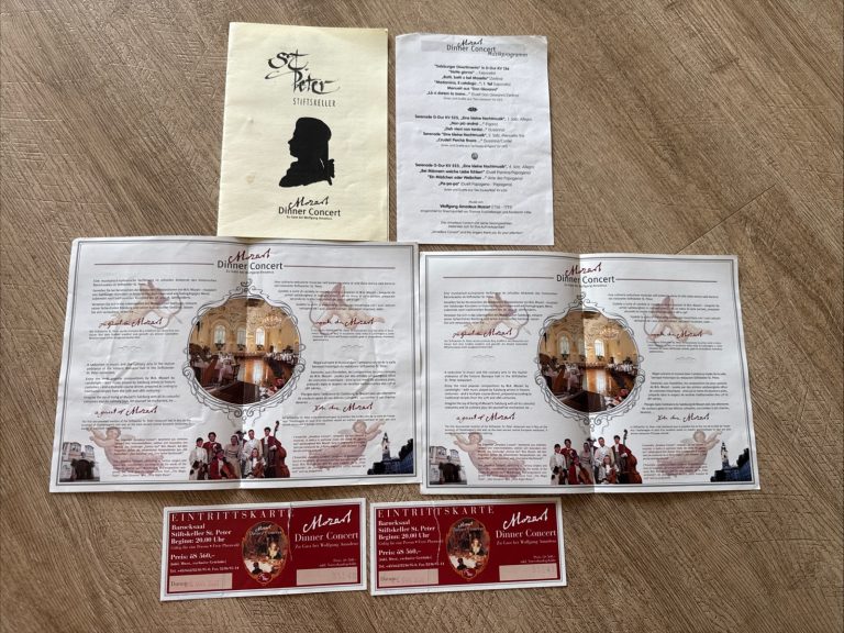 Mozart Dinner Concert Salzburg Austria Tickets Brochures St. Peter Ephemera Lot
