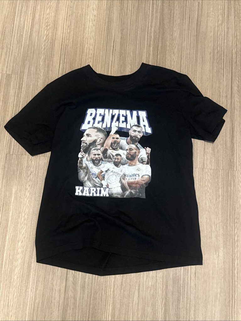 Men's Large Karim Benzema Real Madrid Soccer T-shirt Black Fan Tee