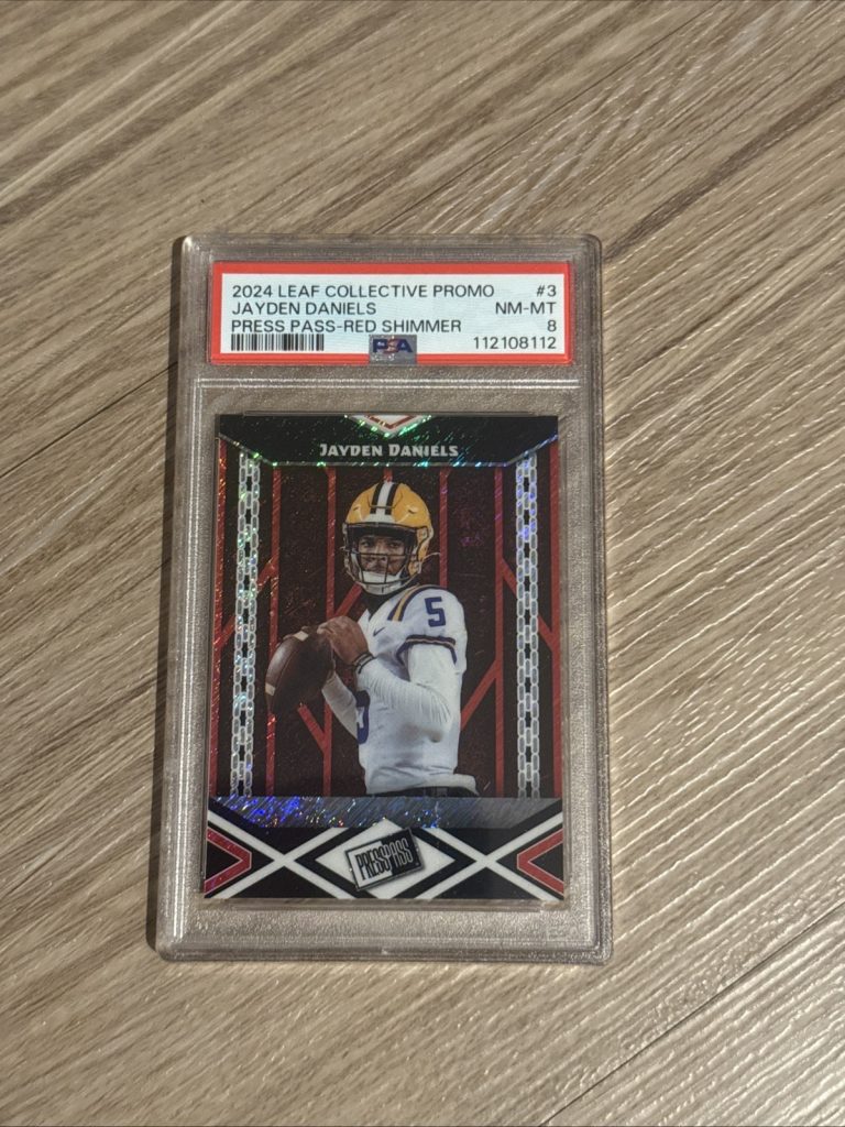 2024 Leaf Collective Promo Jayden Daniels Red Shimmer /10 PSA 8 Rare Rookie Card