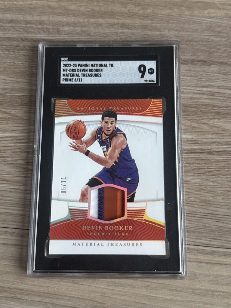 2022 National Treasures Prime Devin Booker 6/11 Patch Mint SGC 9