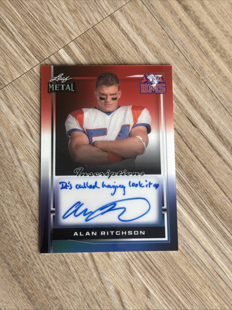 2024 Leaf Blue Mountain State BMS Alan Ritchson Auto Autograph RWB INS #d 3/7
