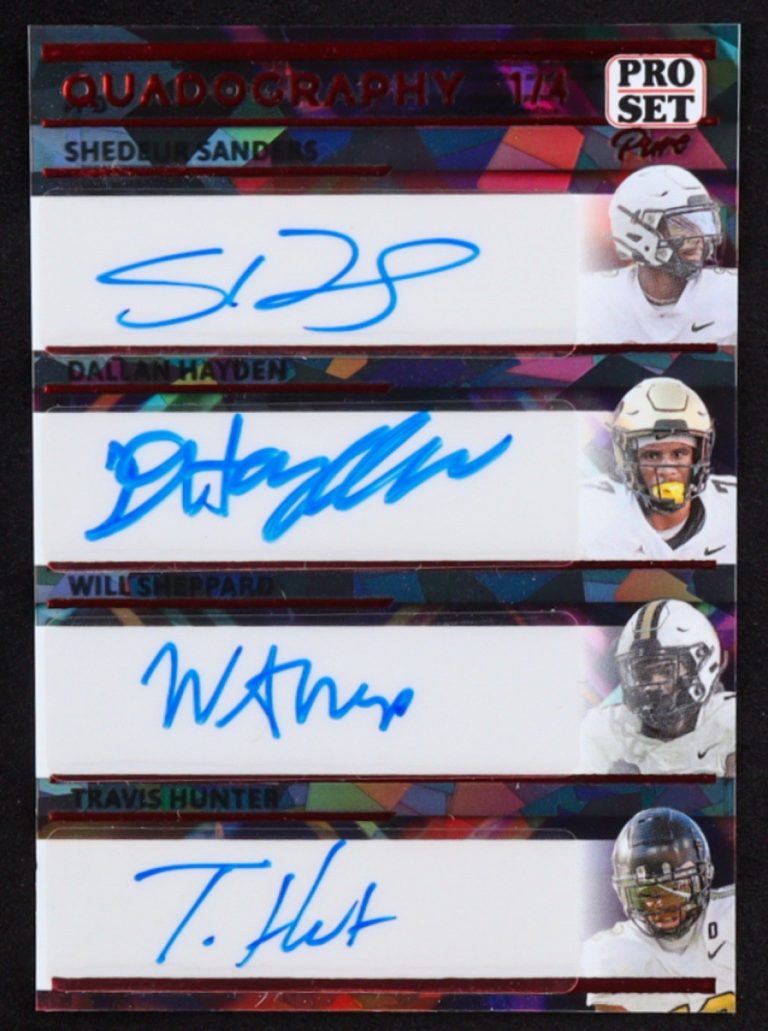 2024 Leaf ProSet TRAVIS HUNTER SHEDEUR SANDERS HAYDEN SHEPPARD RC AUTO #1/4