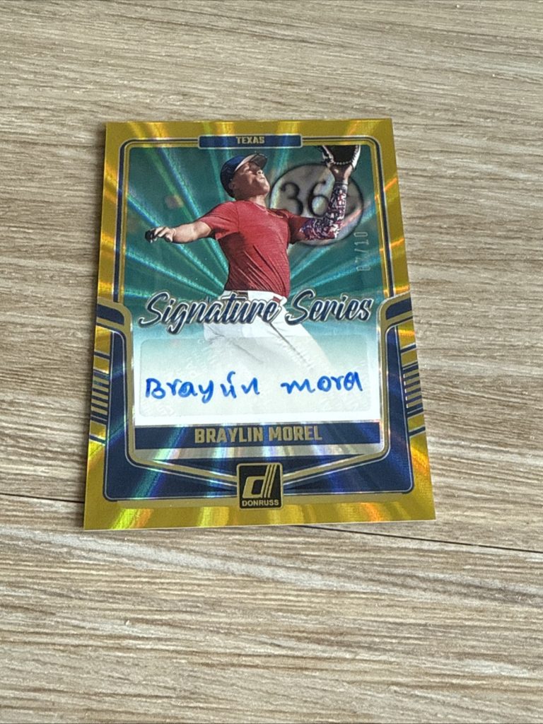 2024 Panini Donruss Signature Series Gold Laser Braylin Morel 7/10 Auto