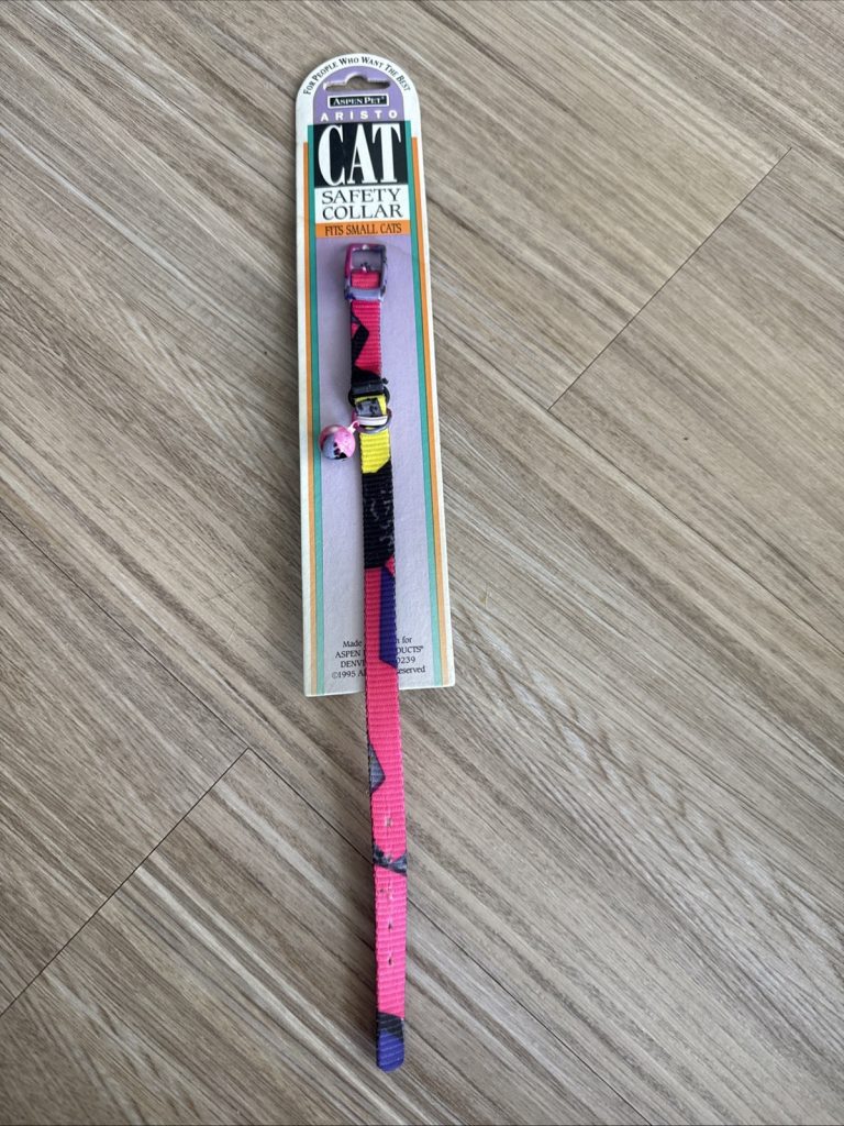 Vintage 1995 Aspen Pet Aristo Cat Safety Collar Pink Black Small Cat NIP