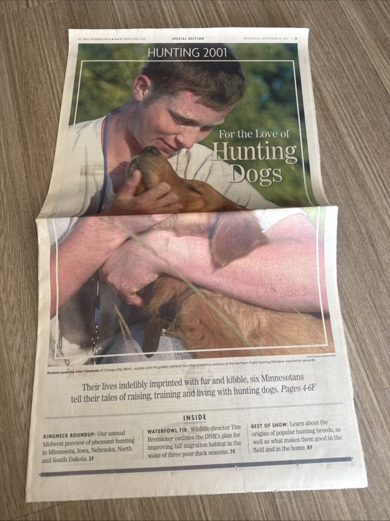 Pioneer Press Sept 12 2001 Hunting 2001 Special Section Hunting Dogs Newspaper