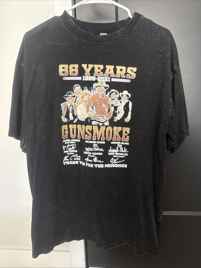Gunsmoke 66 Years 1955-2021 TV Show T-Shirt Black Graphic Men’s Size Large L